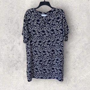 Blue water black & white tunic dress